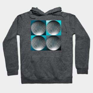 Silver spheres in 3d optic on blue, turquoise, teal pop art backgrounds Hoodie